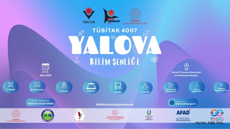 TÜBİTAK 4007 Yalova Bilim Şenliği Projesi Desteklenmeye Hak Kazandı